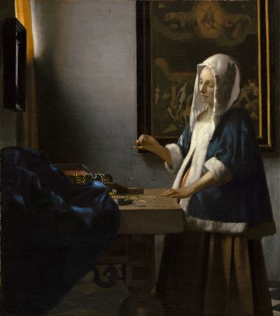 Frau mit Waage von Jan Vermeer van Delft